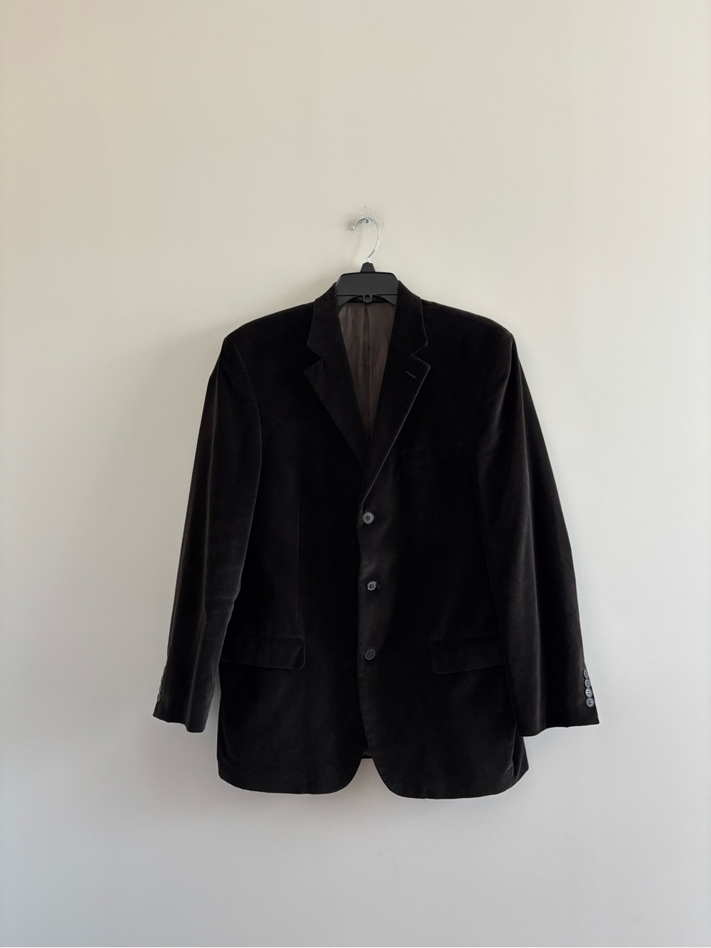 VTG Andrew Fezza Velvet Blazer Sport Coat Jacket Chocolate Brown Men 42L Preppy